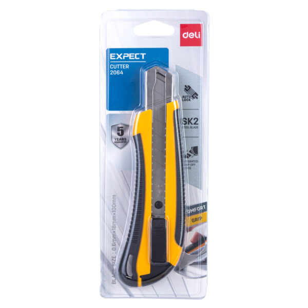Deli Cutter 18mm 8 snap-off blades #YELLOW