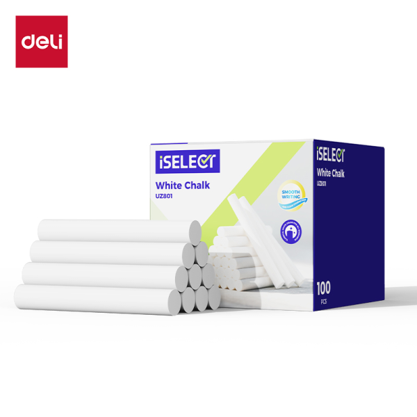 Deli Iselect White Chalk 9.5*80mm (1X100)