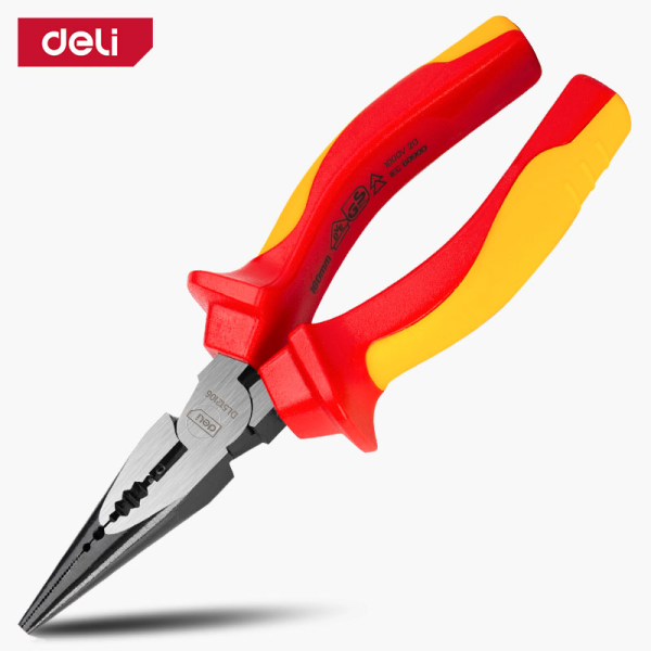Insulated long nose pliers 6"